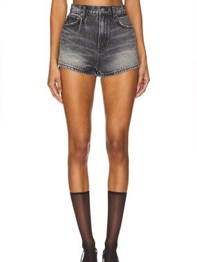 GRLFRND Black Washed High-Rise Denim Shorts